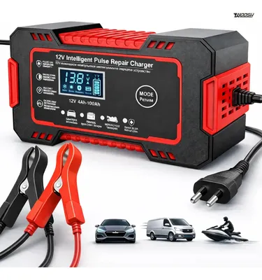 Carregador Inteligente De Bateria Automotiva 12v 6a Bivolt Recupera Baterias 4ah A 100ah Todos Veículos Moto Carro Caminhão Barco Woosh