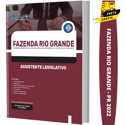 Apostila Fazenda Rio Grande Pr 2022 Assistente Legislativo