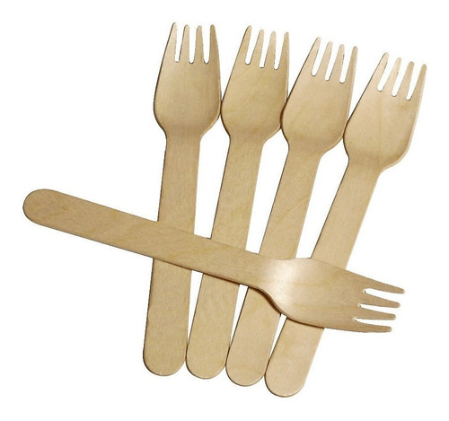 Imagen 1 de 5 de Tenedor Bambu Ecológicos Descartables Eventos X 100 Caba