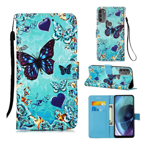 Funda De Dibujo En Forma De Corazón Y Mariposa Para Motorola