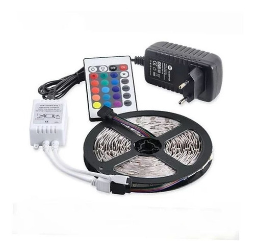 Kit Fita Led Rgb Ip20 18w 5 Metros C/ Controle E Fonte 12v