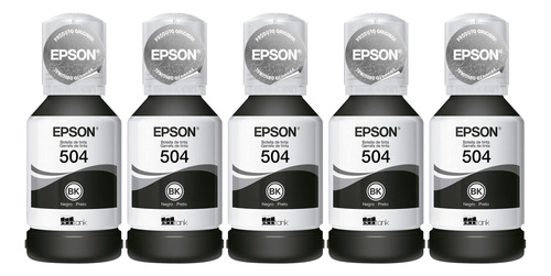 Kit 5 Refis Tinta T504 Preta Original Epson L4150 L4160 L616