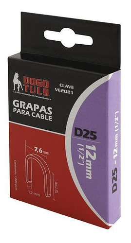 Grapas D25 1/2  12mm (1000 Pzas) Empaque 6 Pz