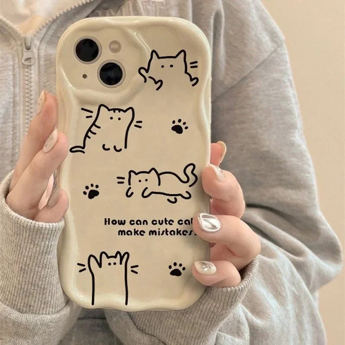 Funda De Teléfono Con Diseño Simple De Dibujos Animados De Gatos Para Apple 14plus