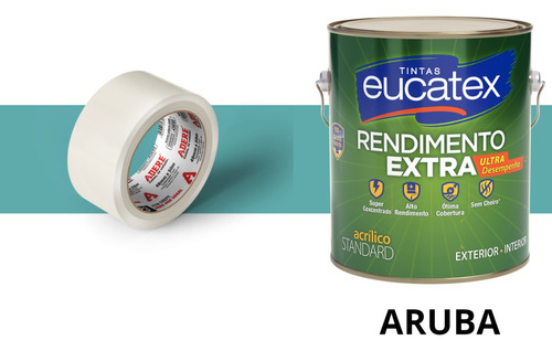 Tinta Acrilica Eucatex Rend Extra + 1 Fita Crepe Adere 48x50 Cor Aruba