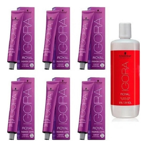 6 Tinturas Igora Fashion Lights + Oxidante Igora Schwarzkopf