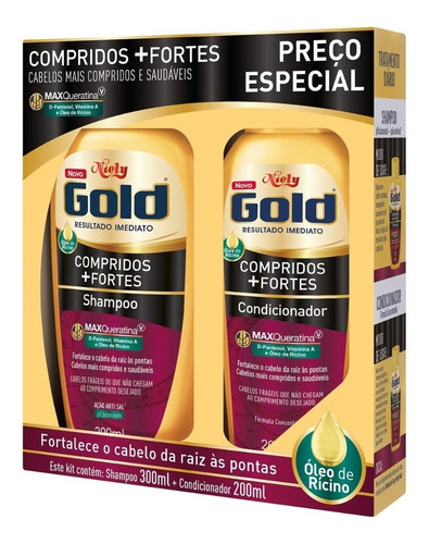 Niely Gold Kit Shampoo + Condicionador Compridos + Fortes