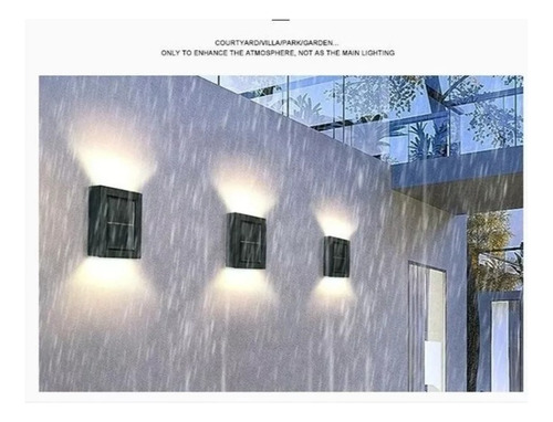 Pack 2 Foco Luz Aplique Solar Led Pared Exterior Luz Fria