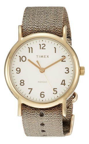 Reloj Timex  Tw2r92300  Weekender 38 Mm Metallic Gold  Tw2r9