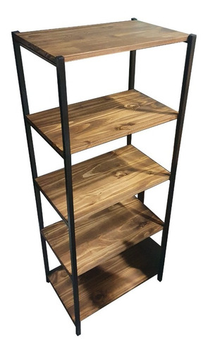 Mueble Biblioteca Industrial Madera Hierro 60x40x150 5 Est