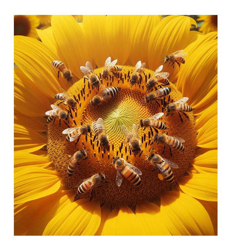 Vinilo 45x45cm Flores Y Abejas Miel Naturaleza Bees M1