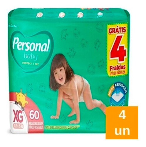 Fralda Personal Soft Protect Giga Xg 4pct Com 60 Unidades Gênero Unissex Tamanho Extra grande (XG)