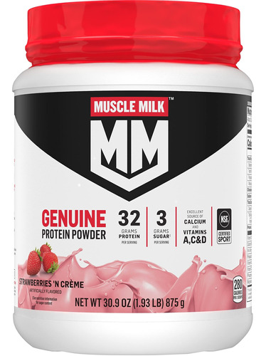 Muscle Milk Protena En Polvo Autntica, Fresa 'n Creme, 1.93