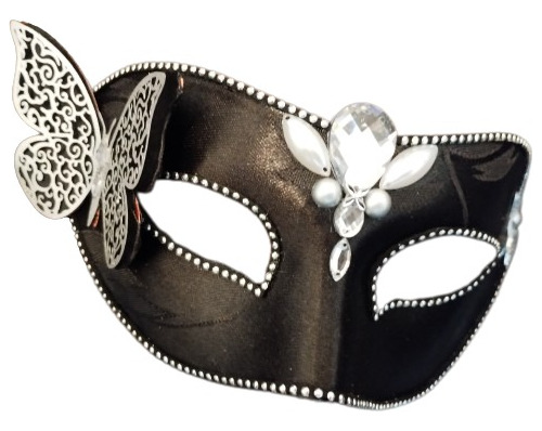 Antifaz Máscara Fiesta Modelo Mariposa Negra Con Plateado