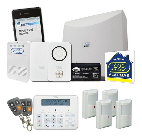 Kit Alarma Casa X-28 8 Zonas Inalámbrica Ext Celular Control