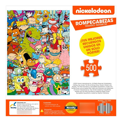 Rugrats Carlitos Reptar Hey Arnold Retro Rompecabezas 500pz
