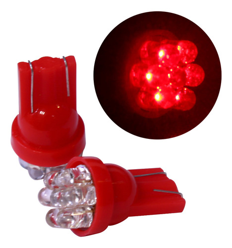 Foco Automotriz  7 Leds Pellizco Rojo Ds