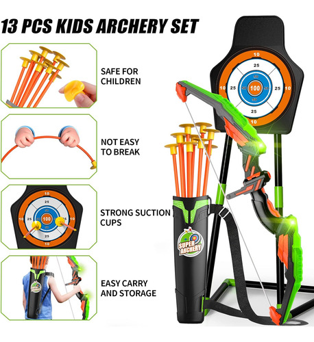 Bow And Arrow For Kids 4-6 8-12, Kids Archery Set With Light