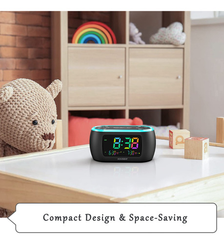 Reloj Despertador Housbay 3 En 1 Con Luz Nocturna Arcoíris Color