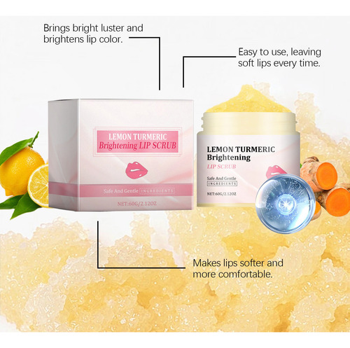 Turmeric Lip Scrub Moisturize Exfoliate Brightens Lip Color