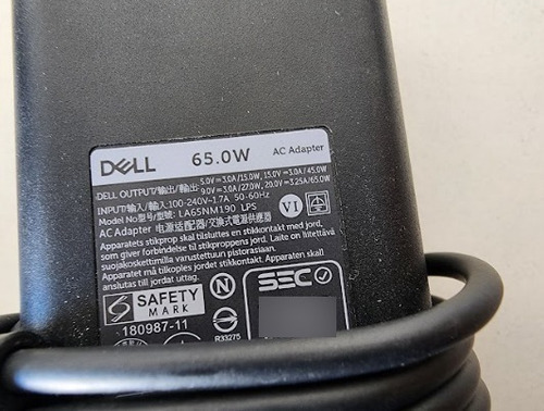 Cargador De Notebook Dell La65nm190 Negro Usado