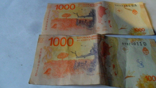 Billete Argentina 1000 Pesos 2020 Con Error De Corte (Usado)