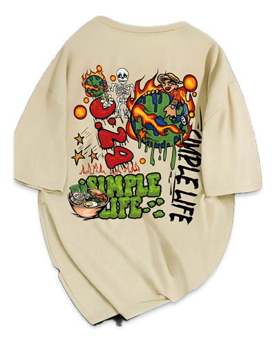 Remera Shein Hypemode Hombre Estampada Blanca