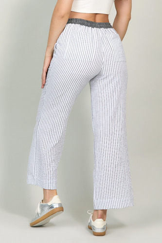 Pantalón A Rayas Con Resorte Ajustable En Pretina 251034