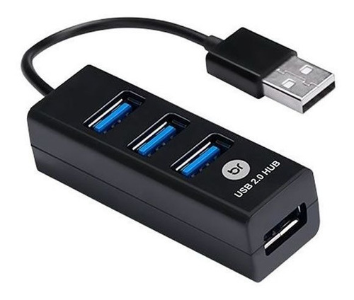 Mini Hub Com 4 Entradas Usb 2.0 Bright 0059 Preto