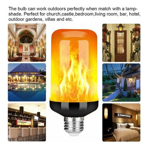 Kit 4 Lámpara Led Efecto Fuego Luz 3 Velocidades