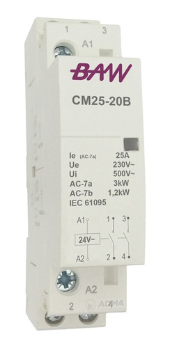 Contactor Modular Bipolar Monofasico 1 Módulo Baw 25a 24v