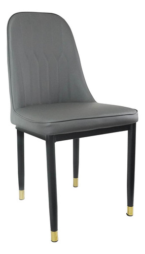 Silla Comedor Tomasena Acolchonado Minimalista Vinipiel Color Gris Color De La Estructura De La Silla Negro Color Del Asiento Gris Oscuro Diseño De La Tela Liso