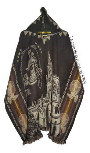 Maxi Ruana Lana Alpaca Tejida Virgen De Las Lajas