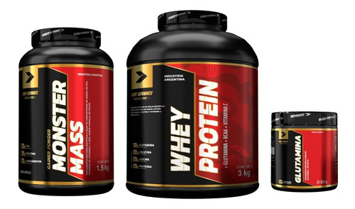 Whey Protein 3 Kg + Ganador De Peso 1,5 Kg + Glutamina