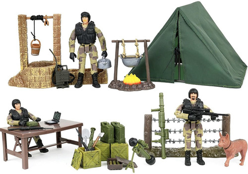 Haga Clic N Play Camping  Piezas Conjunto Juego Militar...