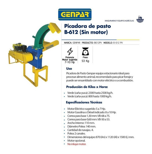 Picadora De Pasto B-612 (sin Motor) Genpar