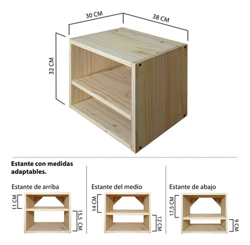 Mesa De Luz Cubo Flotante Doble Estante Estilo Moderno Sajo Color Natural