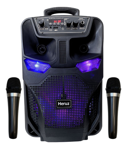 Caixa De Som Bluetooth 5.0 Portatil 2 Microfones P10 Karaoke