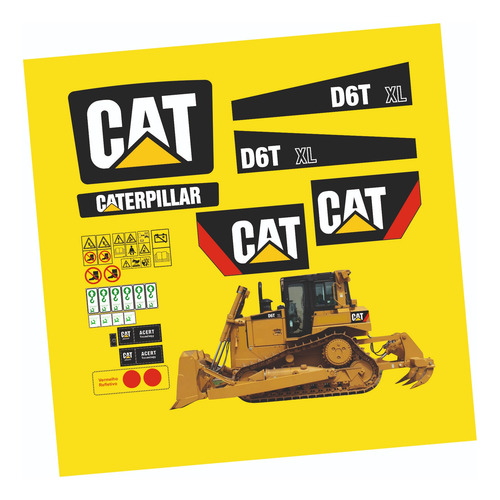 Adesivos Compatíveis Com Máq. Trator Esteira D6t Xl Cat