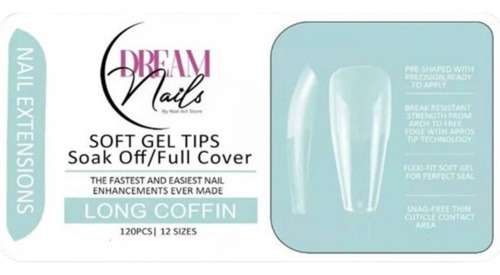 Tips Soft Gel - Long Coffin - Dream Nails (120pcs)