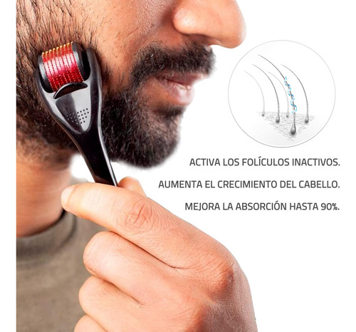 0.5mm Dermaroller Titanio Y Aplicador Para Barba Anticaída