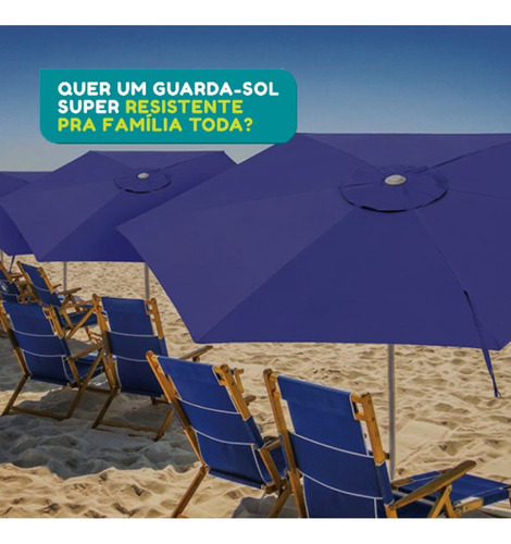 Kit Guarda Sol Ombrelone 2,6m Alumínio Base Plástica Piscina