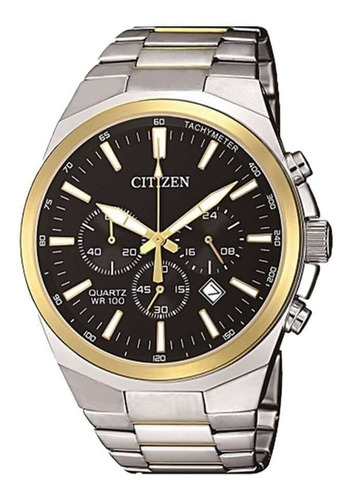 Reloj Citizen Hombre Crono An817458e Color de la malla Plateado Color del bisel Dorado Color del fondo Negro