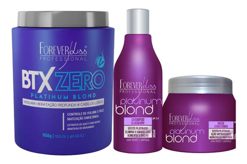 Forever Liss Kit Cabelos Loiros Blond + Btx Zero Formol 950