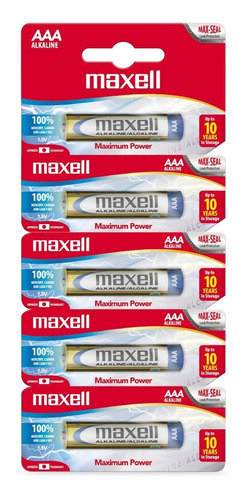 Pilas Baterías Alcalina Aaa 1.5v Lr03 Maxell 1 Pack 5 Piezas