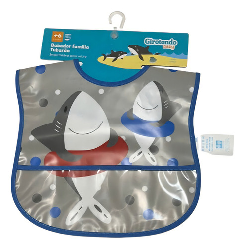 Babador Infantil Impermeável Com Velcro Tubarão Girotondo