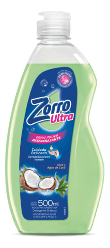 Detergente Zorro Ultra Aloe y Coco concentrado en botella 500 ml