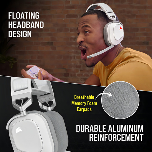 Auriculares gamer Corsair HS80 CA-9011236-NA blanco