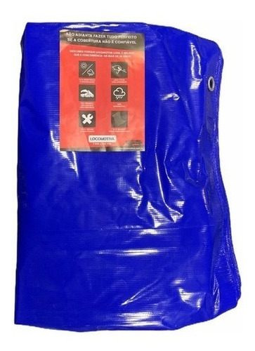Lona Caminhão Locomotiva Emborrachada Azul Pvc 4x3,5 Mts