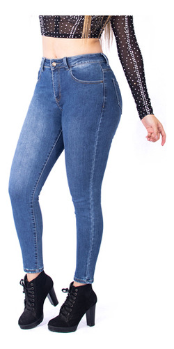 Pantalon Mezclilla Dama Mujer Stretch Push Up Pretina X058